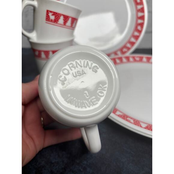 VTG  Corelle Corning Winter Festival Red Trees Reindeer Dinnerware Replacements - Picture 6 of 7